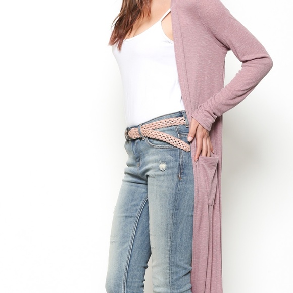 HP🎉Dusty Rose Longline rib lightweight cardigan - Picture 5 of 8